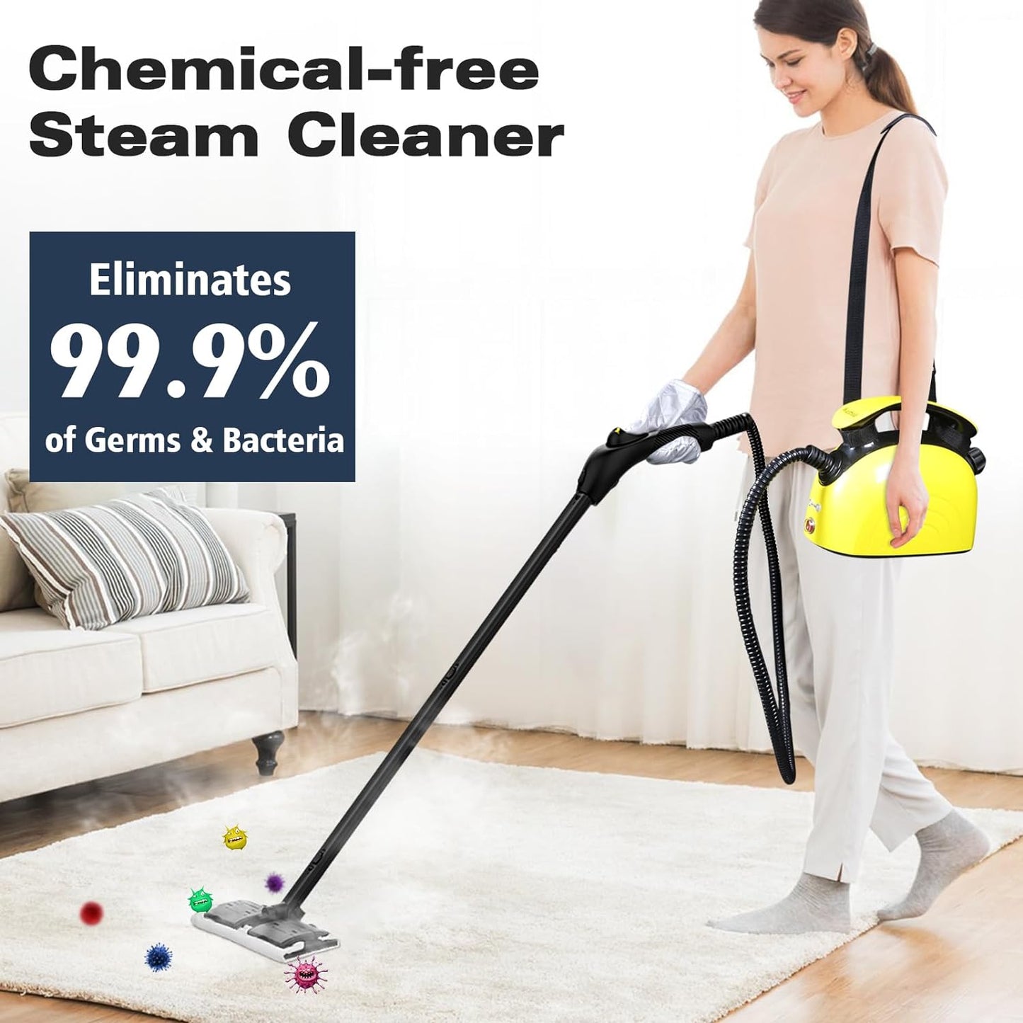 Manufacturer's outlet Steam Cleaner, Multipurpose Powerful Steamer with 21 Accessories, Portable Handheld Steam Mop with 38OZ Tank, Natural Cleaning for Home Use, Floor, Grout, Tile, Couch, Carpet, Car